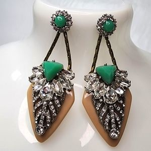 Chloe + Isabel Diamond Crystal and Turquoise Enamel Brass Chain Drop Earrings